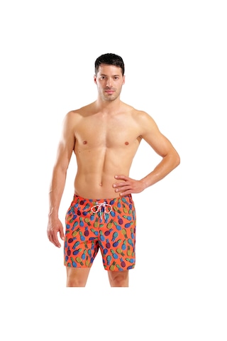 Arena Water Prints Beach Erkek Turuncu Deniz Şortu 007153350