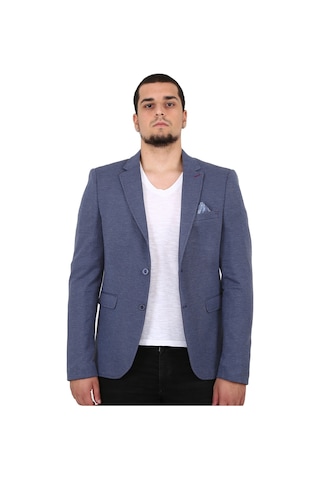 Sposo 5134 Dar Kalıp Örme Kumaş İndigo Erkek Blazer Ceket İndigo