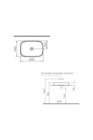 VitrA Memoria M58000003000 TV Çanak Lavabo Beyaz 63 CM