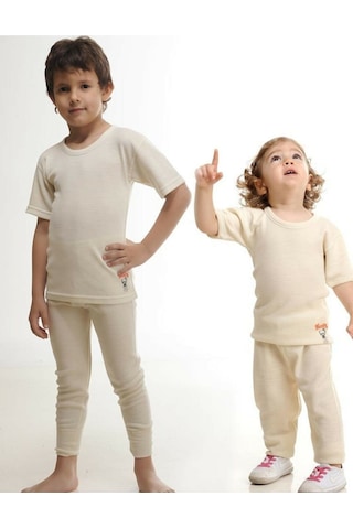 Hasyün 500 Çocuk Kısa Kol Yün Termal Fanila-krem Krem