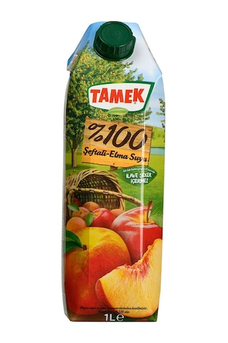 Tamek %100 Şeftali - Elma Suyu 1 Lt X 6 Adet