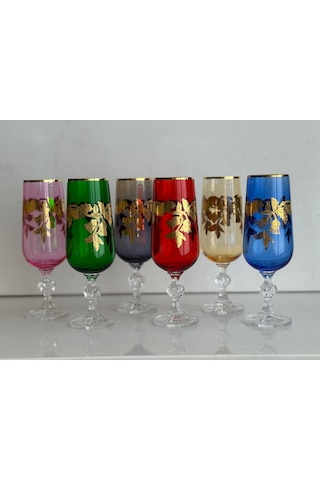 Bohemia Kristal Bardak Lüsterli Gold 180 Cc 6 Adet Çok Renkli