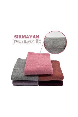 5 Çift Kadın Sıkmayan Lastikli, Diyabetik Pamuklu Soket Çorap Bordro-pembe-somon-lila-gri