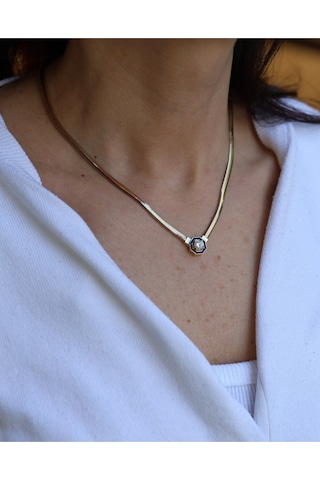 Yenigün Kuyumculuk 14 Ayar Altın İtalyan Zincir Siyah Mine Detaylı Kolye 6555