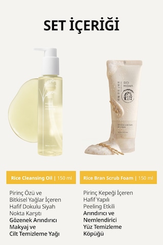 Makyaj Temizleme Yağı & Temizleme Köpüğü İçeren 2 Adımlı Set Mıdha Rice 2 Step Cleansing Duo Set