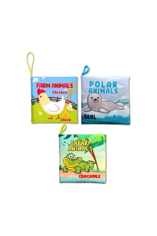 3 Kitap Tox İngilizce Çiftlik Hayvanları , Kutup Ve Safari Hayvanları Kumaş Sessiz Kitap E119 E125 E130 - Bez Kitap , Eğitici Oyuncak , Yumuşak Ve Hışırtılı