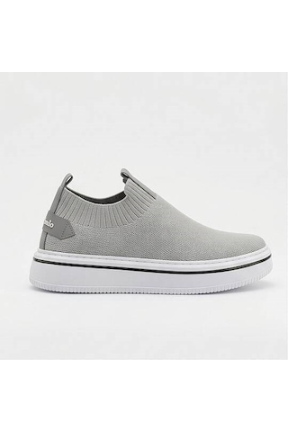 Daytex 1111 Erkek Slip-on - Full Triko Örgü Sportif Kalın Eva Taban Sneaker Gri