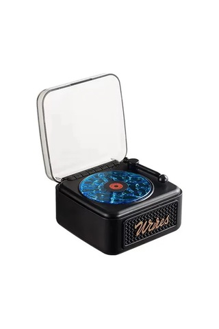 Kargo Nostalji Mini Plak Görünümlü Radyolu Bluetooth Hoparlör 3d Ses Dalgası Retro Müzik Plak Siyah Najmaddin