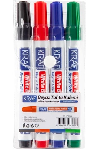 Kraf Doldurulabilir Beyaz Tahta Kalemi 4lü 770 4