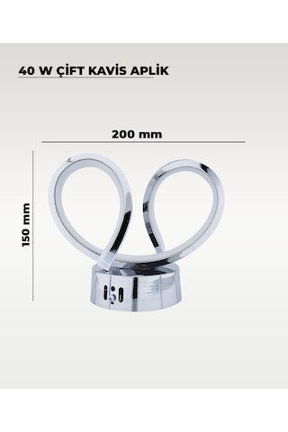 40w Led Çift Kavis Aplik 3 Renk Işık Sarı/beyaz/gün Işığı Krom Modern Duvar Aydınlatması