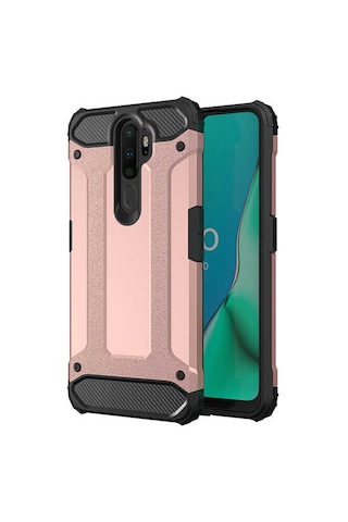 Noktaks - Oppo Uyumlu Oppo A5 2020 - Kılıf Çift Katman Zırh Tank Crash Military Kapak - Kırmızı T10701 Kirmizi