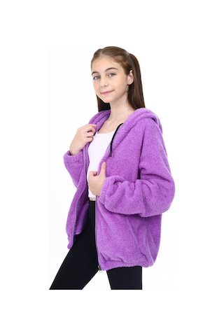 Toontoy Kız Çocuk Peluş Hırka Lila