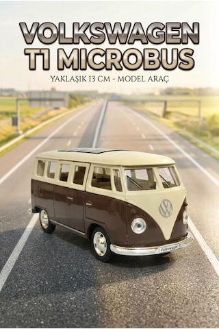 Hobbiez Lisanslı Volkswagen T1kapıları Açılabilir Model Diecast 1/32 Ölçek Metal Standlı Araç