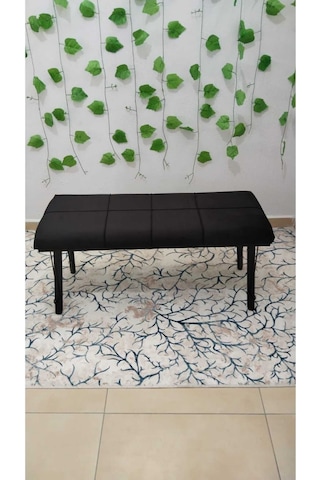 Özcan Metal Metal Tasarım Ayaklı Metal Kasalı Bench Mutfak Salon Antre Yatak Odası Puf Bank Siyah
