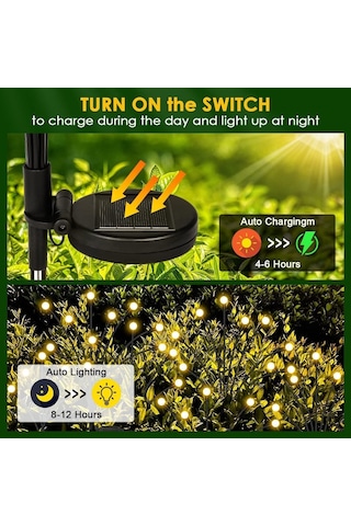 Brokoli Home Güneş Ateşböceği Işıkları, 2'li Paket 16 Led Solar Bahçe Işıkları, Güneş Enerjili Salla