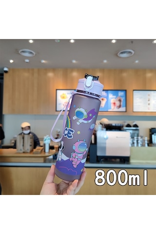 Yifomall Mor Uzaylı Desenli Kışlak Kapağı Ve Pipetli Taşınabilir Askı Kordonlu Sağlıklı Pc Plastik Su Bardakası Diğer