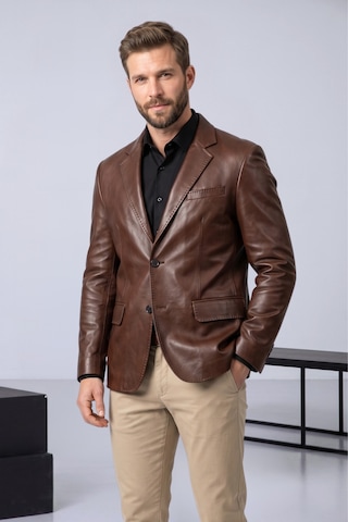 Derije Diego Hakiki Kuzu Deri Erkek Kahverengi Blazer Ceket