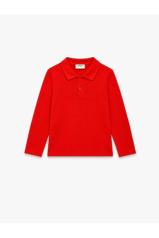 Koton Uzun Kollu Pamuklu Basic Polo Yaka Tişört Kırmızı 7wkg10010ak