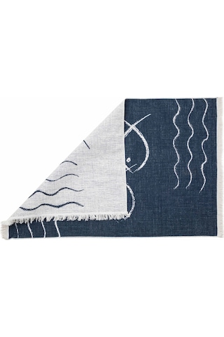 Mudo Home Larıssa Fısh Çift Taraflı Halı Lacivert Beyaz 120x180