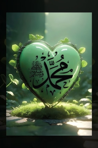 Yeşil Kalp Hz Muhammed S.a.v Kanvas Tablo