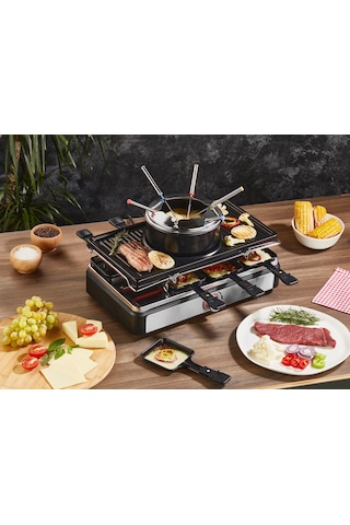 Zilan ZLN8856 1400 W Raclette & Izgara Makinesi 8 Kişilk Raclette Fondü Set