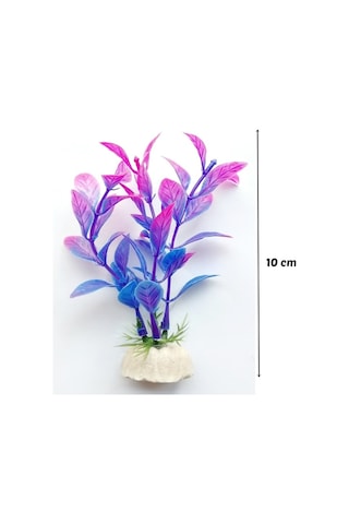 Plastik Süs Yapay Fanus Akvaryum Bitkisi Dekoru 10 Cm - Mavi Mor