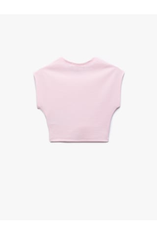 Koton Bisiklet Yaka Kolsuz Modal Karışımlı Slim Fit Crop Kadın Tişört Pembe 5sal10053ık Gül