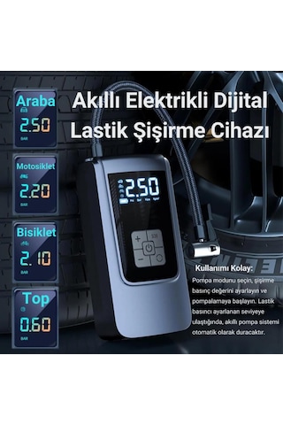 Polham 6000mah Şarjlı 150psi Ultra Hızlı Lastik Şişirme Hava Kompresörü,araç, Motosiklet, Bisiklet Pompası