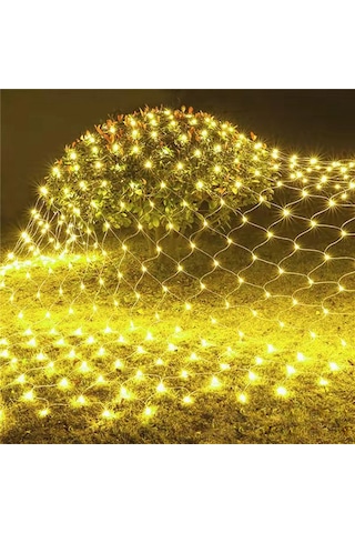 Skycity Dış Mekan Güneş Enerjili Ağı Lambası, Noel Bahçe Parkı Dekorasyonu, 1.5x1.5m 96 Led Beyaz Işık, Avrupa Standartı 220v Uç Takılı Beyaz