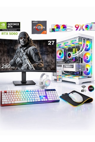 Apphirex Ghost GX55 R7-5700X 16 GB 512 GB SSD 8 GB RTX5060 27" W11P Masaüstü Oyuncu Bilgisayarı
