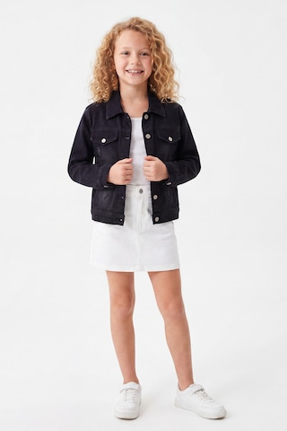 Joy Kids Kız Çocuk Likralı Kelebek Nakışlı Crop Kot Ceket 5-16yaş Siyah
