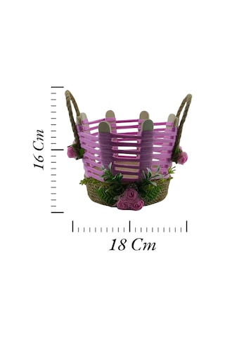 Hasır Organizer El Yapımı Sepet Takı Makyaj Kutusu Banyo Komodin Üstü Pembe