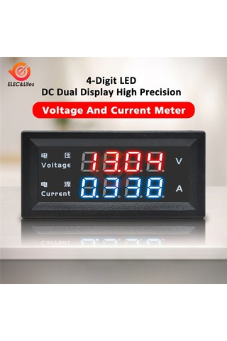3bit 100v 10a-dc 100v 200v 10a 4 Haneli Yüksek Hassasiyetli Voltmetre Ampermetre Mavi + Kırmızı Led Amp Çift Ekran Dijital Volt Metre Ölçer