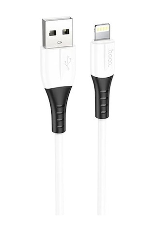 Hoco X82 Apple iPhone Uyumlu Lightning To Usb 2.4A Silikon Data Ve Şarj Kablo (552176440)-Beyaz