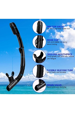 Silikon Şnorkel Kuru Solunum Tüpü Cilt Dalış Kuru Şnorkel