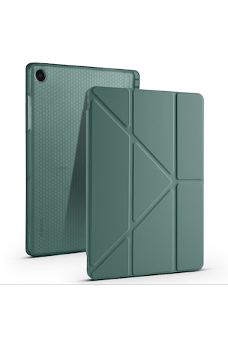 Samsung Galaxy Uyumlu Tab A11 Plus Kılıf Tri Folding Kalem Bölmeli Katlanabilir Standlı Pu Deri Yumuşak Kapak