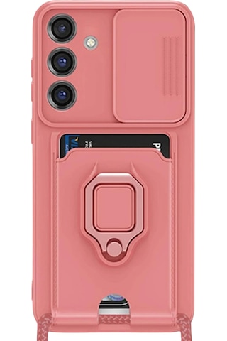 Newface Samsung Galaxy Uyumlu S25 Plus Kılıf Zuma Kartvizitli Yüzüklü Silikon Glblseme - 71 - Pembe
