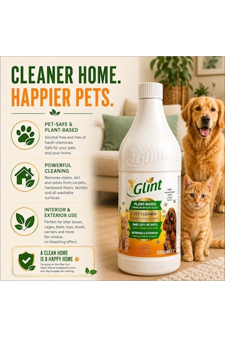 Pet Cleaner 1 Litre%100 Bitkisel Evcil Hayvan Kedi Köpek Çok Amaçlı Temizlik Pati Temizleyici Şampuan Koku Giderici