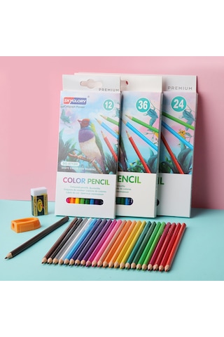 Aubyhe 12 Renkli Ağaç Uçlu Yağlı Renkli Kalemler Seti - Ergonomik Tutuş, Parlak Renkler, Çocuklar İçin Sg8712h