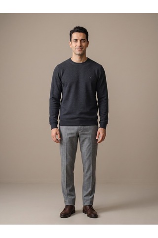 Maccali Erkek Antrasit Selanik Bisiklet Yaka Sweatshirt