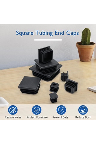 Geeksen 32 Adet Siyah Plastik Kare Boru Tıkanırcısı - Metal Boru, Masa Sandalye Ayaklarını Kaydırma Ve Korumak İçin - 2.5x2.5x1.4cm Siyah