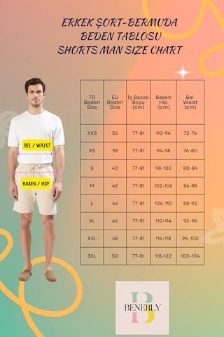 Benerly Erkek Şort Regular Fit Müslin Dokuma Görünümlü Normal Bel Kısa Pa Lacivert