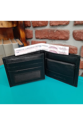 Gvnbag Hakiki Deri Erkek Bozuk Para Gözlü Siyah Cüzdan Gvn-0117 Siyah
