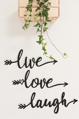 "live Love Laugh" Duvar Dekoru-süsü, Ahşap Dekoratif Tablo - 1
