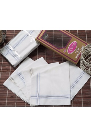 Sarı Kutulu 46x46 Cm 12 Adet Kumaş Mendil-gsk 02 Beyaz