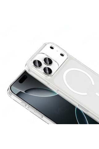 IPhone Uyumlu 17 Pro Max Kılıf M-safe Şarj Özellikli Şeffaf Kamera Çerçeveli Pürüzsüz Kapak