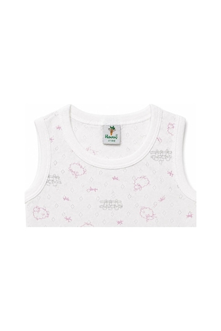 H&c Coolboy H&c Bebek Kolsuz Çıtçıtlı Body Zıbın %100 Pamuk Jakarlı Kuzu Desenli Beyaz Pembe Kuzulu