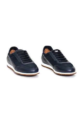 Tuna Hakiki Deri/tekstil Lacivert Erkek Sneaker Ayakkabı - 241336 Lacivert