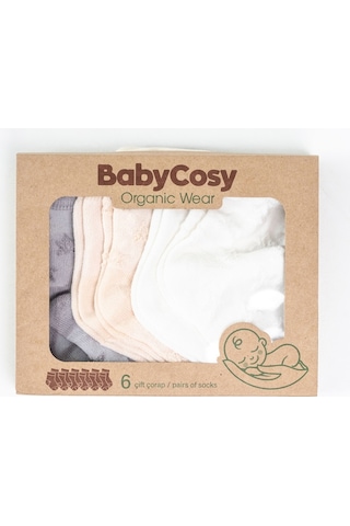 Babycosy Organic Wear %100 Organik Pamuk,6 Lı Bebek Çorap Seti Yıldız Desenli,yumuşak,pamuklu,yenidoğan Çorap,unisex Çok Renkli