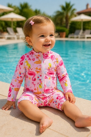 Beniizle Unisex Bebek Yüzücü Mayosu Pembe